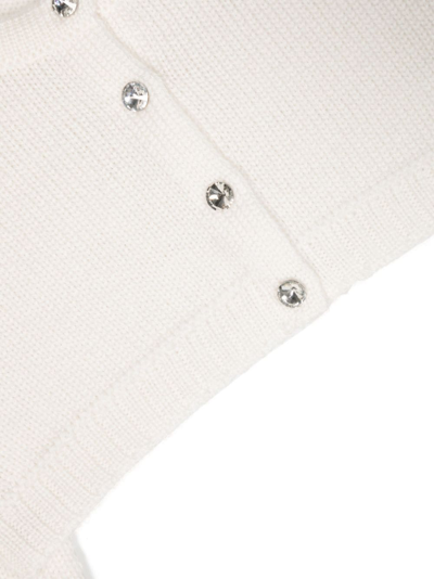 Shop Colorichiari Crystal-embellished Wool Cropped Cardigan In White