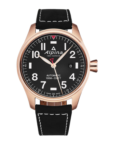 Shop Alpina Men's Startimer Pilot Watch In Black
