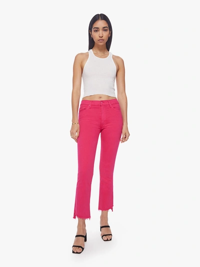 Shop Mother The Insider Crop Step Fray Raspberry Sorbet Jeans In White