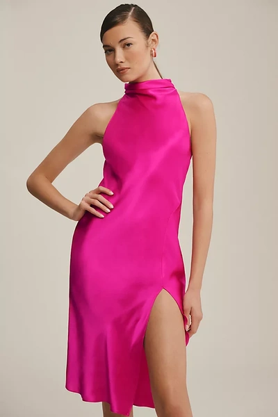 Shop Amanda Uprichard Stanford Side-slit Turtleneck Midi Dress In Pink