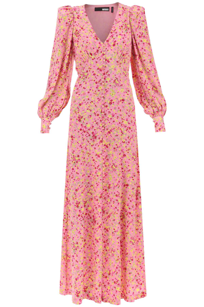 Shop Rotate Birger Christensen Rotate Maxi Shirt Dress With Bouffant Sleeves In Pink