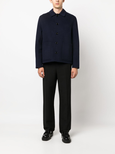 Shop Ami Alexandre Mattiussi Single-breasted Wool-cashmere Coat In Blue