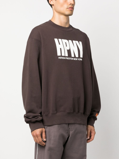 Shop Heron Preston Logo-print Long-sleeve Sweatshirt In Brown