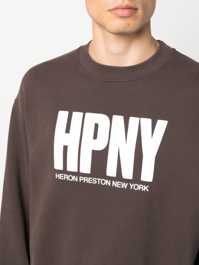 Shop Heron Preston Logo-print Long-sleeve Sweatshirt In Brown