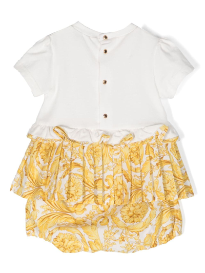 Shop Versace Barocco Baby T-shirt Dress Set In White