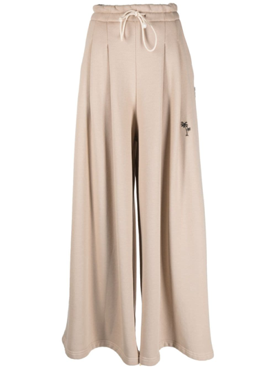 Shop Palm Angels Logo-embroidered Track Pants In Neutrals