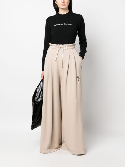 Shop Palm Angels Logo-embroidered Track Pants In Neutrals