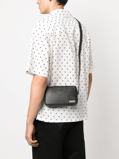 Shop Kenzo Boke Flower-motif Leather Shoulder Bag In Black