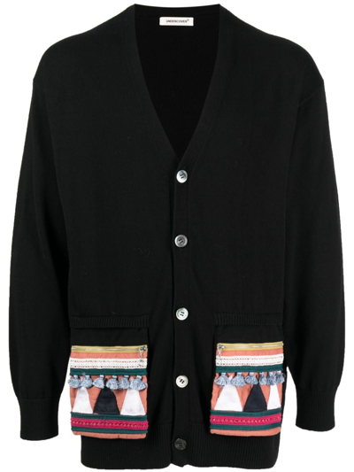 Shop Undercover Tribal-motif Cotton Cardigan In Black