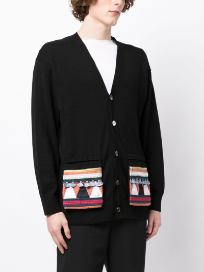 Shop Undercover Tribal-motif Cotton Cardigan In Black