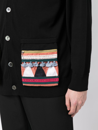 Shop Undercover Tribal-motif Cotton Cardigan In Black