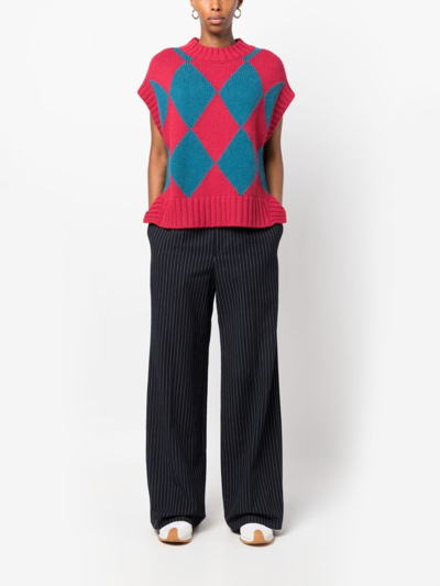 Shop La Doublej Argyle Intarsia-knit Vest In Red