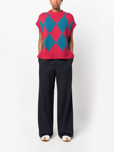 La Doublej Argyle Intarsia-knit Vest In Red