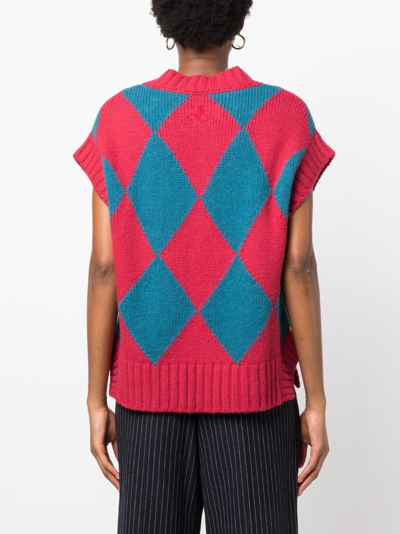 La Doublej Argyle Intarsia-knit Vest In Red
