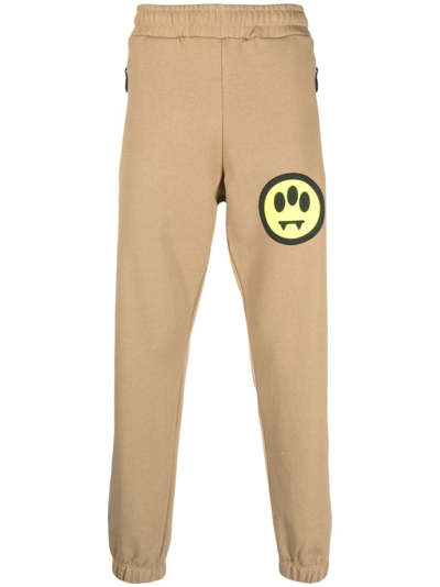 Shop Barrow Logo-print Cotton Track Pants In Neutrals