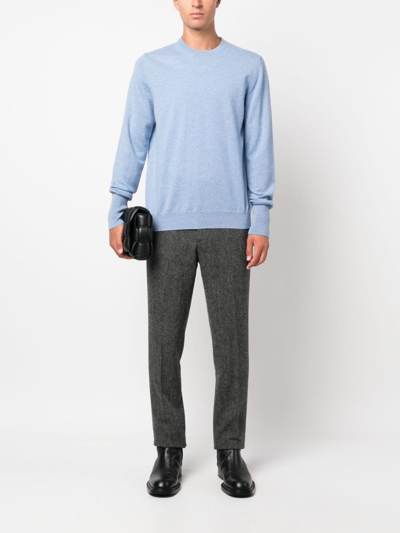 Shop Ballantyne Long-sleeved Cashmere Jumper In Blue