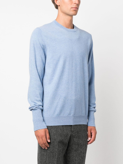 Shop Ballantyne Long-sleeved Cashmere Jumper In Blue