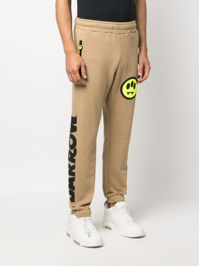 Shop Barrow Logo-print Cotton Track Pants In Neutrals