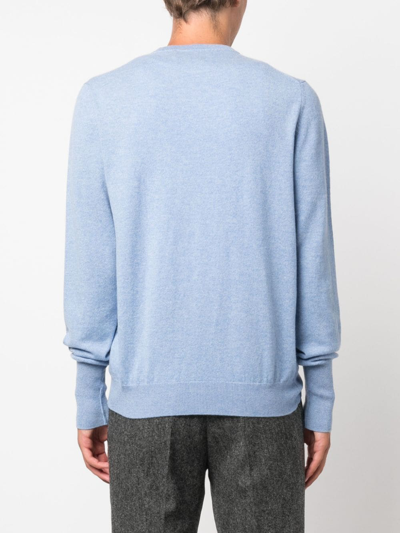 Shop Ballantyne Long-sleeved Cashmere Jumper In Blue