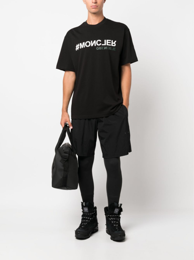 Shop Moncler Logo-print Cotton T-shirt In Black