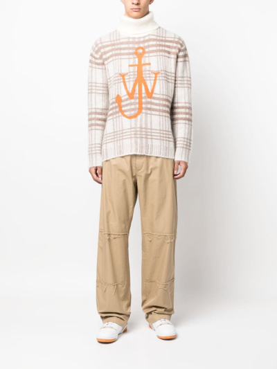 Shop Jw Anderson Anchor-jacquard Checked Jumper In White