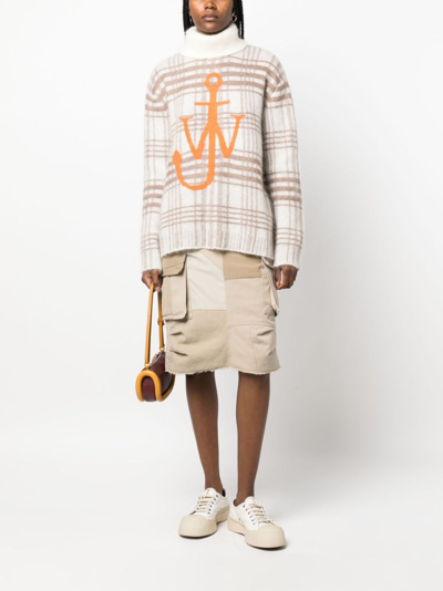 Shop Jw Anderson Anchor-jacquard Checked Jumper In White