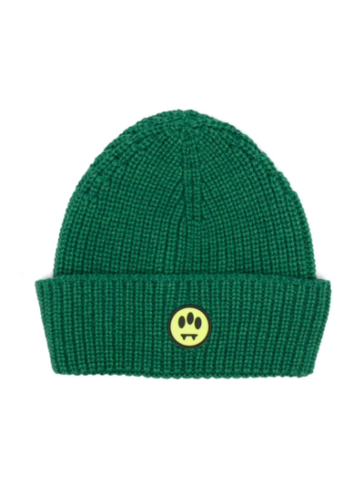 Shop Barrow Logo-patch Knitted Hat In Green