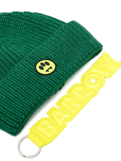 Shop Barrow Logo-patch Knitted Hat In Green