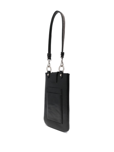 Shop Fabiana Filippi Logo-debossed Leather Phone Case In Black