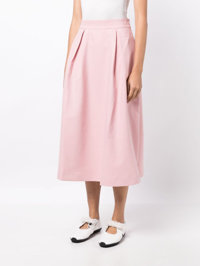 Shop B+ab Pleated Twill Midi Skirt In Pink