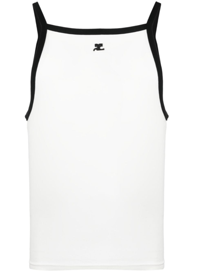 Shop Courrèges Logo-patch Cotton Tank Top In White