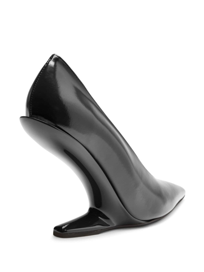 雕塑感鞋跟皮质高跟鞋