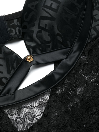 Shop Versace Allover Barocco-print Bodysuit In Black