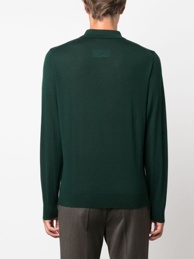 Shop Fursac Button-up Wool Polo Shirt In Green