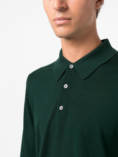 Shop Fursac Button-up Wool Polo Shirt In Green