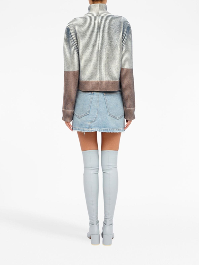 Mm6 Maison Margiela Ribbed-knit Virgin Wool-blend Cardigan In Neutrals