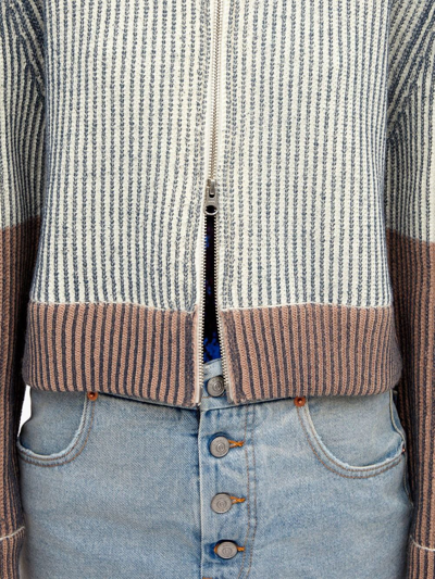 Mm6 Maison Margiela Ribbed-knit Virgin Wool-blend Cardigan In Neutrals