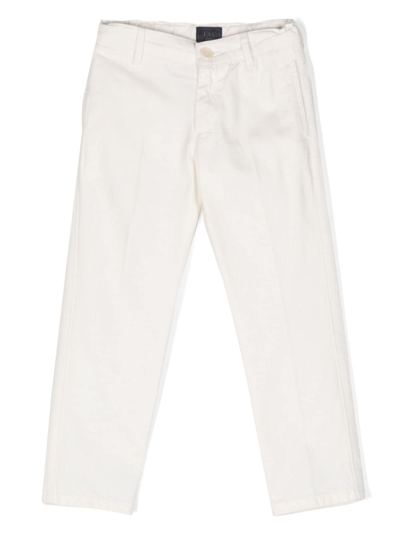 Shop Fay Slim-cut Cotton Chino Trousers In White