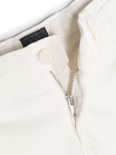 Shop Fay Slim-cut Cotton Chino Trousers In White