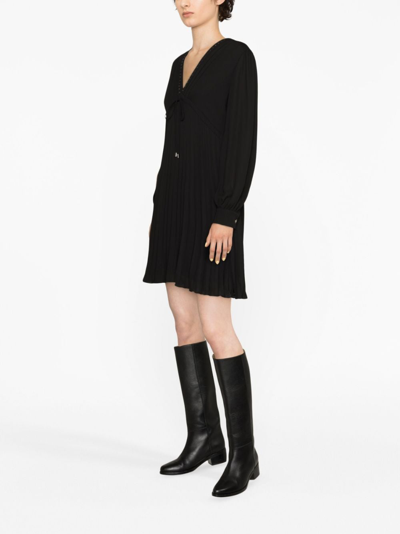Shop Liu •jo Stud-embellished Pleated Midi Dress In Black