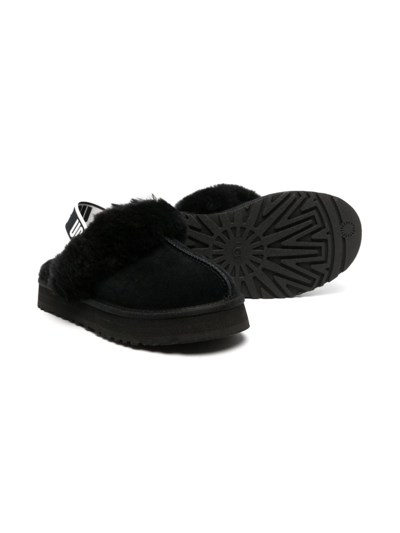 Ugg Funkette Logo-print Suede And Shearling Platform Slippers 6-10 Years In Black