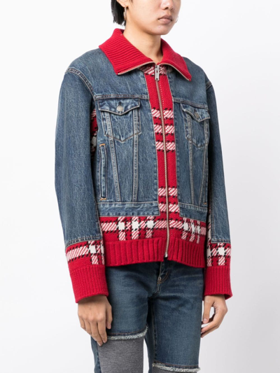 Undercover Hybrid Zip-up Denim Jacket In Blue