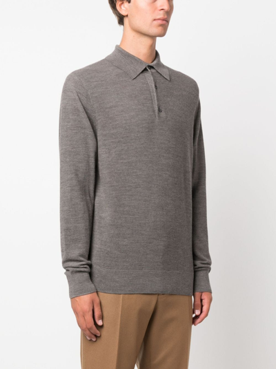 Shop Fursac Button-up Fine-knit Jumper In Grey