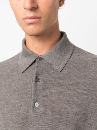 Shop Fursac Button-up Fine-knit Jumper In Grey