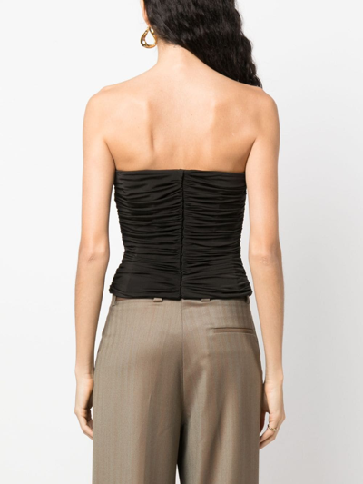 Shop Magda Butrym Strapless Ruched Top In Brown