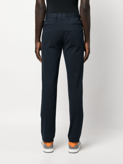 Shop Incotex Pressed-crease Slim-cut Trousers In Blue