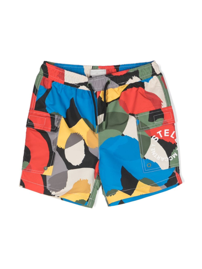 Shop Stella Mccartney Abstract-pattern Swimming Shorts In Blue