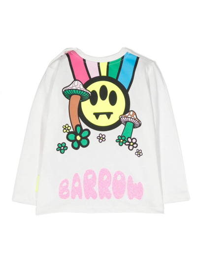 Shop Barrow Graphic-print Long-sleeve T-shirt In White