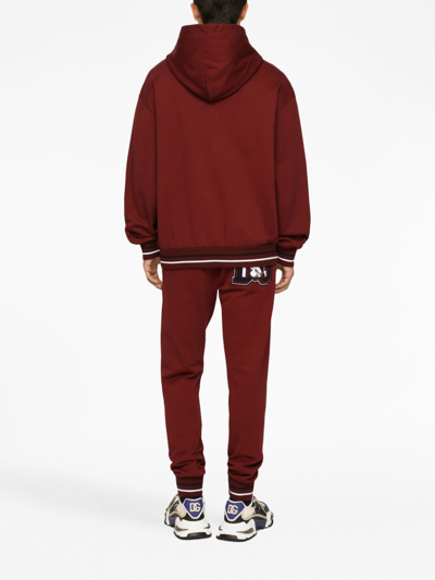 Shop Dolce & Gabbana Logo-print Cotton Track Pants In Red