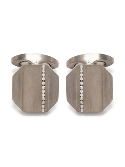 Shop Tateossian Diamond-embellished Cufflinks In Silver